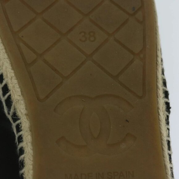 CHANEL Pumps Shoes Velor 38 Black CC Auth - Picture 6 of 16